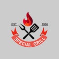 Barbecue party logo,Hot grill and restaurant icon Royalty Free Stock Photo