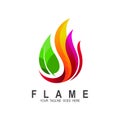 Fire leaf logo template vector