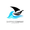 Ship logo with sea icon template Royalty Free Stock Photo
