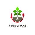 Organic food concept stock vector, Fresh food logo Royalty Free Stock Photo