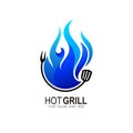 fire grill food and restaurant icon, Fire blue icon Royalty Free Stock Photo