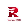 Initial Letter R with Spoon Fork for Restaurant logo design, Royalty Free Stock Photo