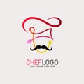 Chef face with mustache. restaurant or cafe Royalty Free Stock Photo