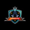 Spartan and shield logo, Luxury Sparta warrior helmet logo
