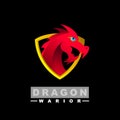 Shield logo with legend of dragon Royalty Free Stock Photo