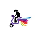 Logos of people riding motor scooters