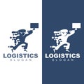 Delivery man logo, ninja logo icon vector, courier icon