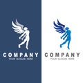 vector logo with wings for fitness, angel icon Royalty Free Stock Photo