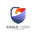 Eagle logo abstract design vector template shield shape