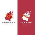 Human fire head icon logo design element