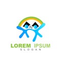 People logo with student design vector, rainbow icon