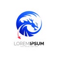 Dragon logo template with circular Royalty Free Stock Photo