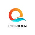 Q letter wave logo template vector illustration Royalty Free Stock Photo