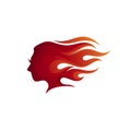 Women logo and fire icon template, Salon icon Royalty Free Stock Photo