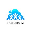 Cloud logo and family design , blue color icon Royalty Free Stock Photo