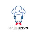 Chef logo with line design vector, restaurant icon Royalty Free Stock Photo