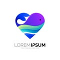 Whale logo and love design combination, Abstract icons Royalty Free Stock Photo