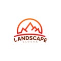 Mountain logo with line design vector, Landscape logos Royalty Free Stock Photo