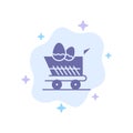 Cart, Trolley, Easter, Shopping Blue Icon on Abstract Cloud Background