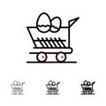 Cart, Trolley, Easter, Shopping Bold and thin black line icon set