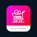 Cart, Trolley, Easter, Shopping Mobile App Button. Android and IOS Line Version