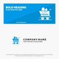 Cart, Trolley, Easter, Shopping SOlid Icon Website Banner and Business Logo Template