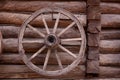 Cart wagon old wheel on wall Royalty Free Stock Photo