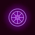 cart wheel outline icon in neon style. Elements of car repair illustration in neon style icon. Signs and symbols can be used for