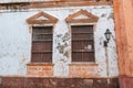 Cartagena, Colombia. August 20, 2020: Colonial windows in the historic center of Cartagena de Indias