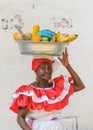 CARTAGENA, COLOMBIA - December, 02: Palenquera woman sells fruit