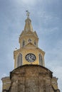 Top of Torre del Reloj and gate into old town center, Cartagena, Colombia Royalty Free Stock Photo