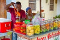 Cartagena, Colombia - March 8, 2020: Informal workers selling food in streets