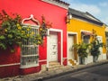 Colorful building facades of old town in Cartagena , Colombia Royalty Free Stock Photo