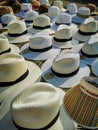 CARTAGENA, COLOMBIA - NOVEMBER 12, 2019: Panama Hats with Cartagena emblem used by tourists in Colombia