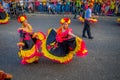 CARTAGENA, COLOMBIA - NOVEMBER 07, 2019: Happy beauty queen parading at the independece day parade on the streets of