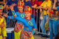 CARTAGENA, COLOMBIA - NOVEMBER 07, 2019: Happy beauty queen parading at the independece day parade on the streets of