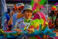CARTAGENA, COLOMBIA - NOVEMBER 07, 2019: Happy beauty queen parading at the independece day parade on the streets of