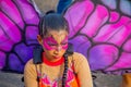 CARTAGENA, COLOMBIA - NOVEMBER 07, 2019: Happy beauty queen parading at the independece day parade on the streets of