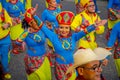 CARTAGENA, COLOMBIA - NOVEMBER 07, 2019: Happy beauty queen parading at the independece day parade on the streets of