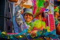 CARTAGENA, COLOMBIA - NOVEMBER 07, 2019: Happy beauty queen parading at the independece day parade on the streets of