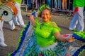 CARTAGENA, COLOMBIA - NOVEMBER 07, 2019: Happy beauty queen parading at the independece day parade on the streets of