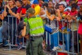 CARTAGENA, COLOMBIA - NOVEMBER 07, 2019: Law enforcment personnel recuing a suffocated person at the independence day Royalty Free Stock Photo