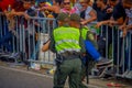 CARTAGENA, COLOMBIA - NOVEMBER 07, 2019: Law enforcment personnel recuing a suffocated person at the independence day Royalty Free Stock Photo