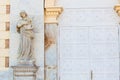 Terpsichore muse statue at the facade of the Adolfo Mejia theater in Cartagena de Indias