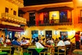 Cartagena de Indias, Colombia - 2019: Typical street scene in Cartagena at night, Colombia Royalty Free Stock Photo