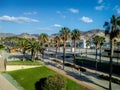 Cartagena Murcia port marina sunrise in Spain. Palm Tree