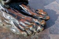Bronze Sculpture Detail of Feet in Cartagena, Spain