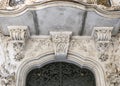 Beautiful carved stone details of Modernist Style House facade in Cartagena