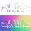 Cartagena skyline. Colorful linear style.