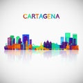 Cartagena skyline silhouette in colorful geometric style.